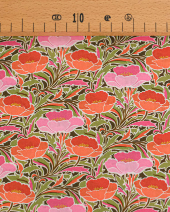 Tissu Liberty Fabrics@ Garden Melody - Poppy Canopy Terracotta - Mercerine