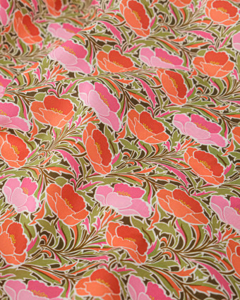 Tissu Liberty Fabrics@ Garden Melody - Poppy Canopy Terracotta - Mercerine