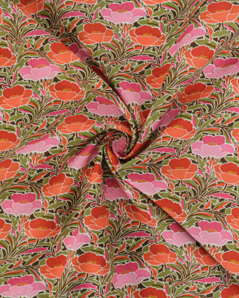 Tissu Liberty Fabrics@ Garden Melody - Poppy Canopy Terracotta - Mercerine