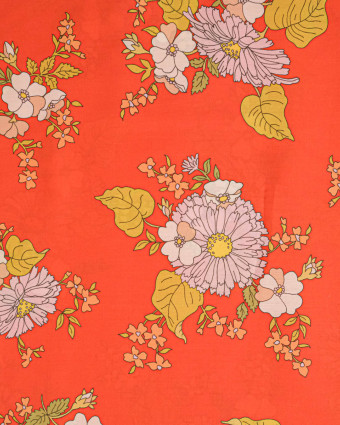 Tissu Liberty Fabrics@ Garden Melody - Tropical Sprig Orange - Mercerine