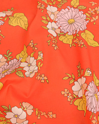Tissu Liberty Fabrics@ Garden Melody - Tropical Sprig Orange - Mercerine