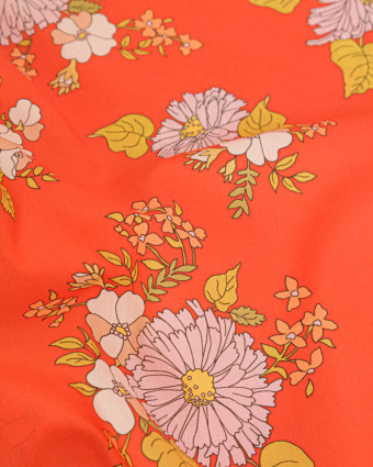 Tissu Liberty Fabrics@ Garden Melody - Tropical Sprig Orange - Mercerine