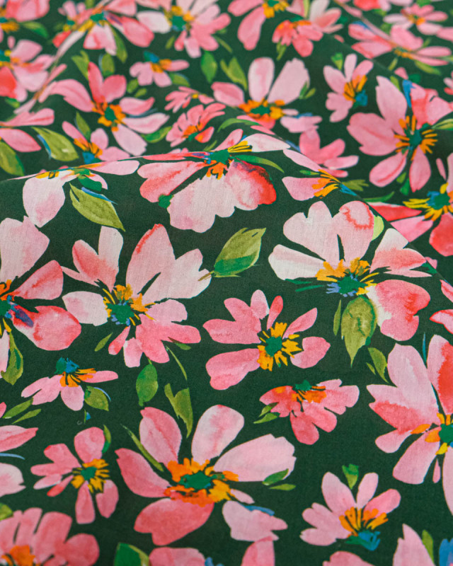 Tissu Liberty Fabrics@ Garden Melody - Watercolour Petals Rose - Mercerine