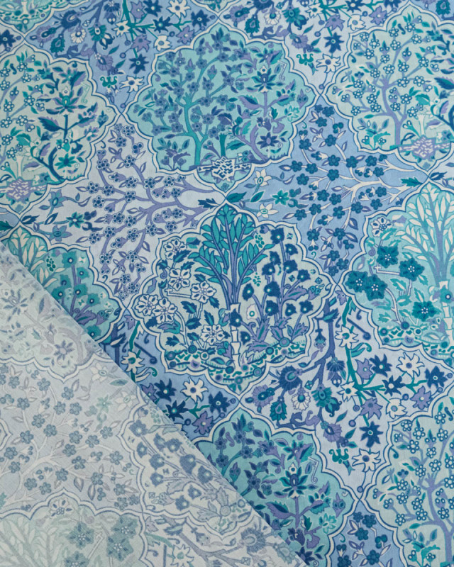 Tissu Liberty Fabrics@ Garden Melody - Aspley Tile Bleu - Mercerine