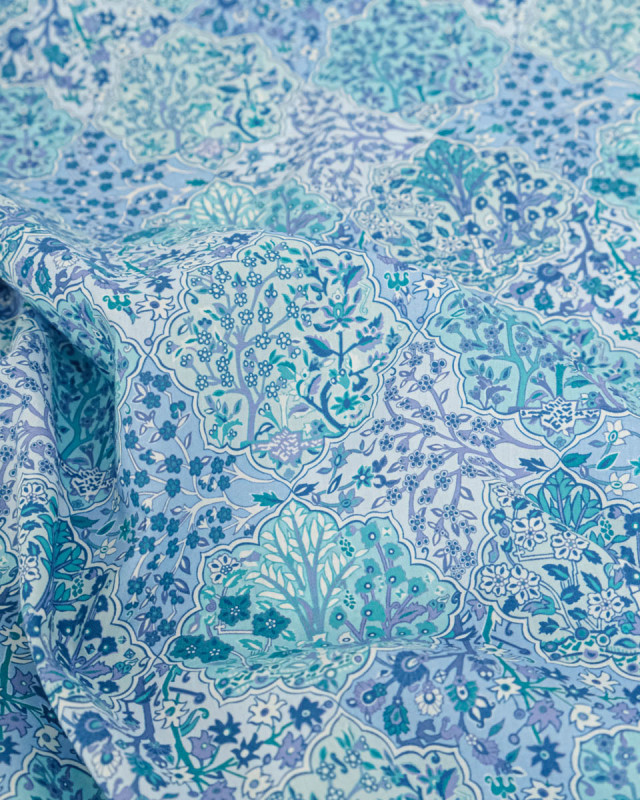 Tissu Liberty Fabrics@ Garden Melody - Aspley Tile Bleu - Mercerine