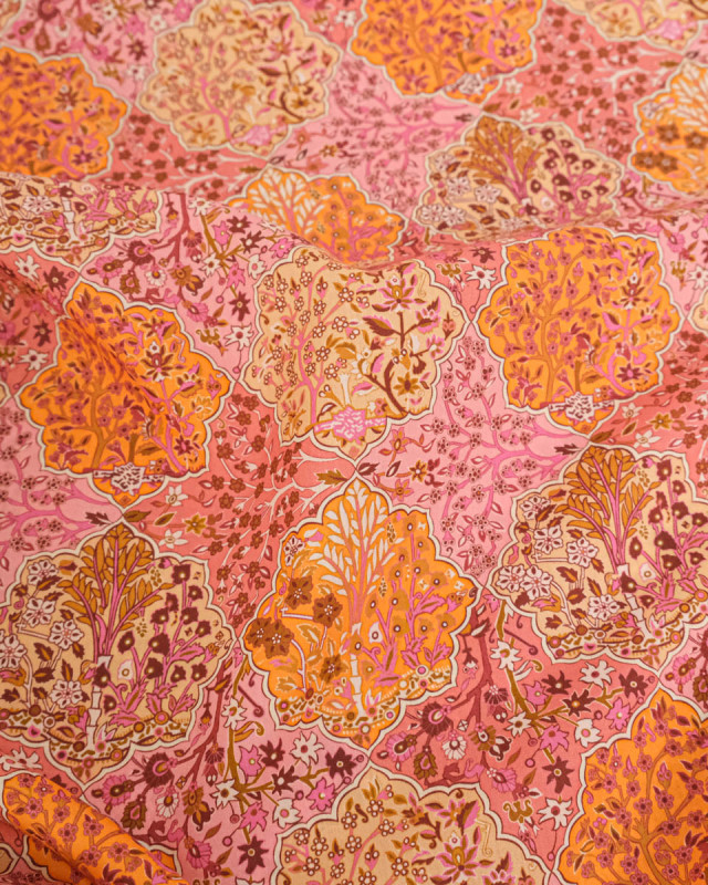 Tissu Liberty Fabrics@ Garden Melody - Aspley Tile Orange - Mercerine