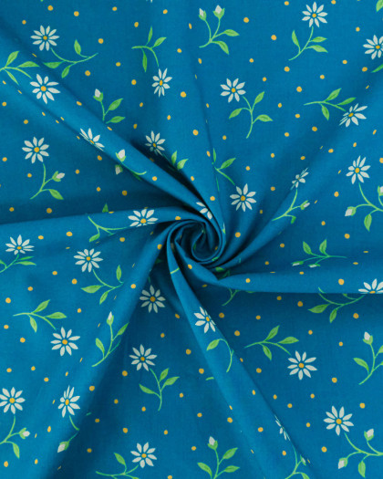 Tissu Liberty Fabrics@ Garden Melody - Bryony Daisy Sarcelle - Mercerine