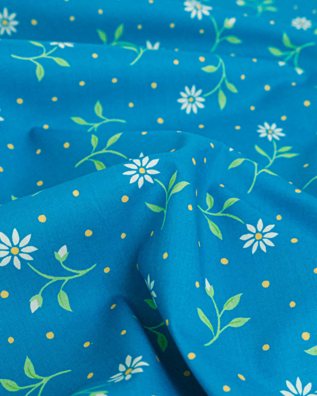 Tissu Liberty Fabrics@ Garden Melody - Bryony Daisy Sarcelle - Mercerine