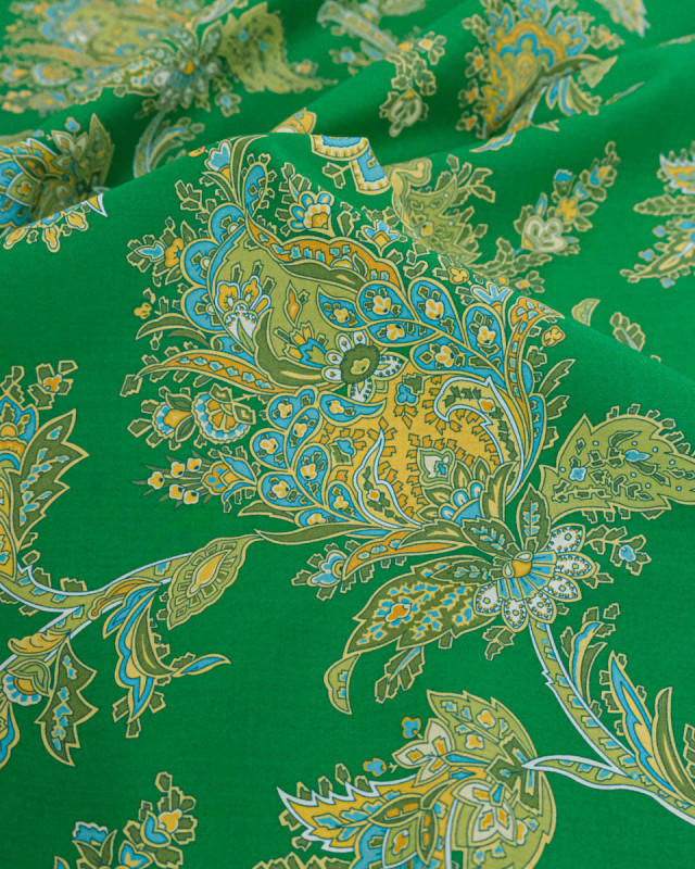 Tissu Liberty Fabrics@ Garden Melody - Kirkwall Paisley Vert - Mercerine