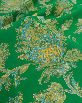 Tissu Liberty Fabrics@ Garden Melody - Kirkwall Paisley Vert - Mercerine