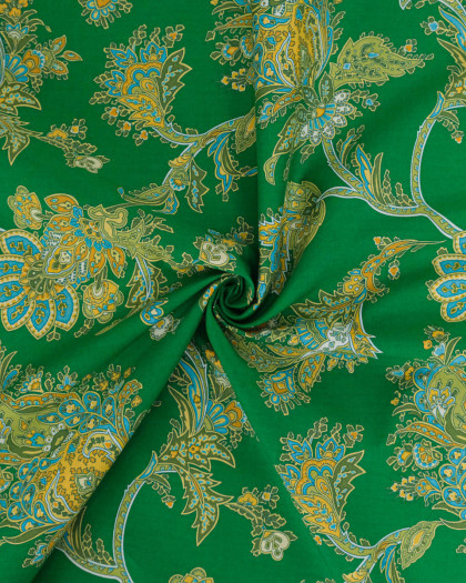 Tissu Liberty Fabrics@ Garden Melody - Kirkwall Paisley Vert - Mercerine