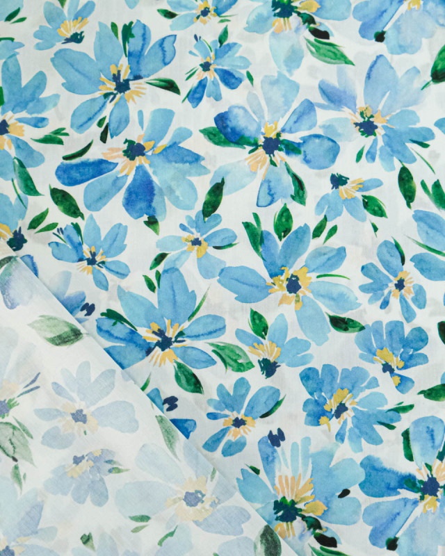 Tissu Liberty Fabrics@ Garden Melody - Watercolour Petals Bleu - Mercerine
