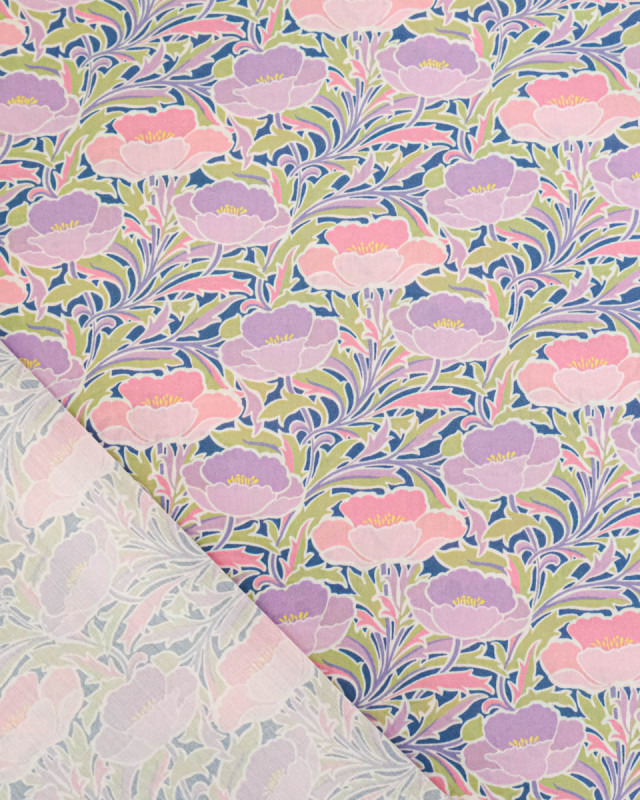 Tissu Liberty Fabrics@ Garden Melody - Poppy Canopy Rose - Mercerine