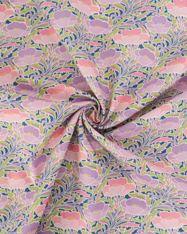 Tissu Liberty Fabrics@ Garden Melody - Poppy Canopy Rose - Mercerine