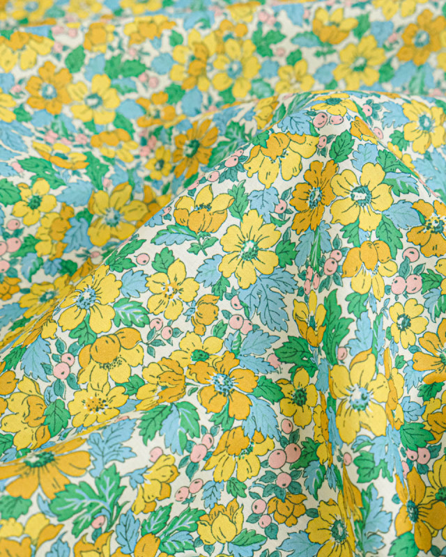 Tissu Liberty Fabrics@ Garden Melody - Dahlia Dream Jaune - Mercerine
