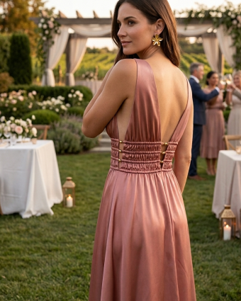 Satin Stretch Uni Blush Eva - Mercerine
