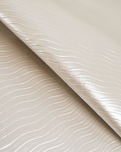 Simili Cuir Dalga Fine Rayure Crème - Mercerine