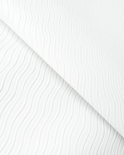 Simili Cuir Dalga Rayure Vague Blanc - Mercerine