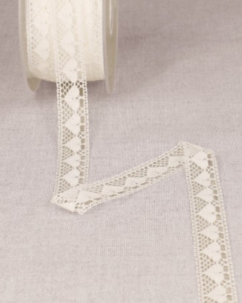 Dentelle aux Fuseaux de Puy Petit Cœur - Ecru, Blanc - Mercerine