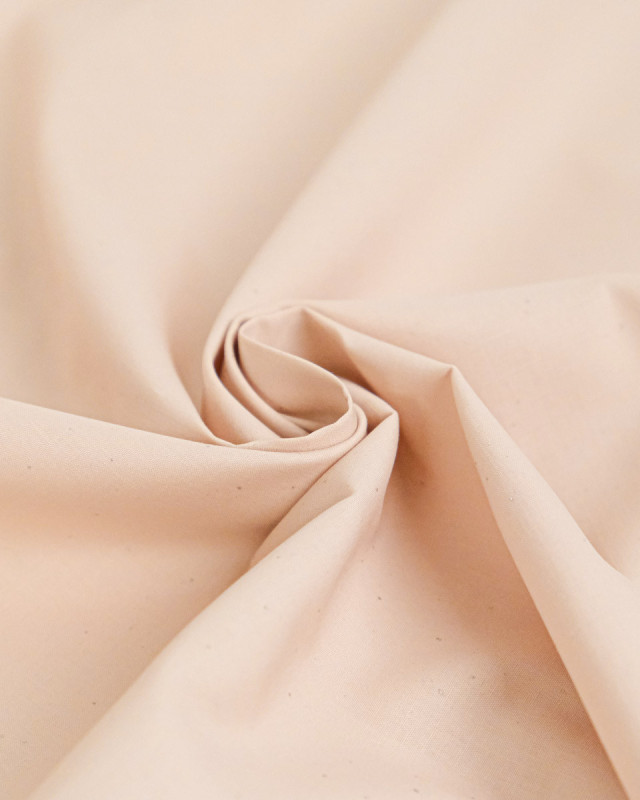 Popeline de Coton Pailletée Argent Nude - Mercerine