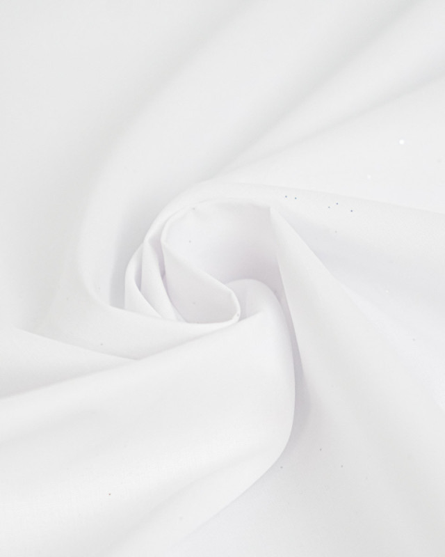 Popeline de Coton Pailletée Argent Blanc - Mercerine