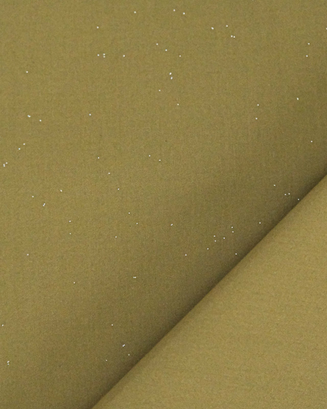Popeline de Coton Pailletée Argent Kaki - Mercerine
