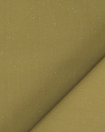 Popeline de Coton Pailletée Argent Kaki - Mercerine