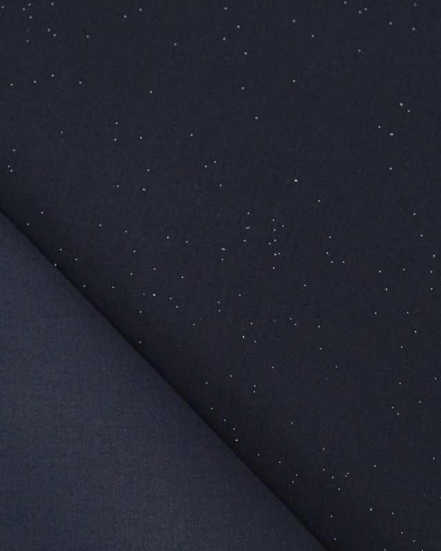 Popeline de Coton Pailletée Argent Navy - Mercerine