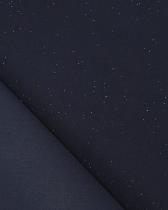 Popeline de Coton Pailletée Argent Navy - Mercerine