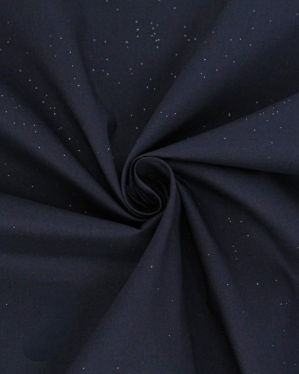 Popeline de Coton Pailletée Argent Navy - Mercerine