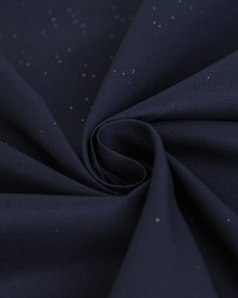 Popeline de Coton Pailletée Argent Navy - Mercerine