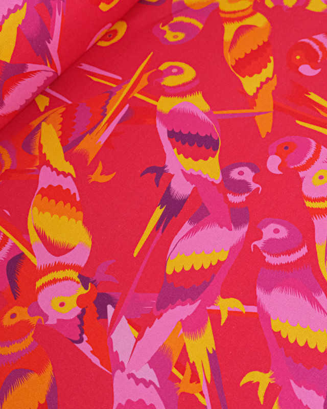 Toile Semi-Panama Rose Fuchsia Peroquet  - Mercerine