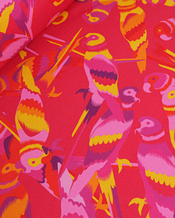 Toile Semi-Panama Rose Fuchsia Peroquet  - Mercerine