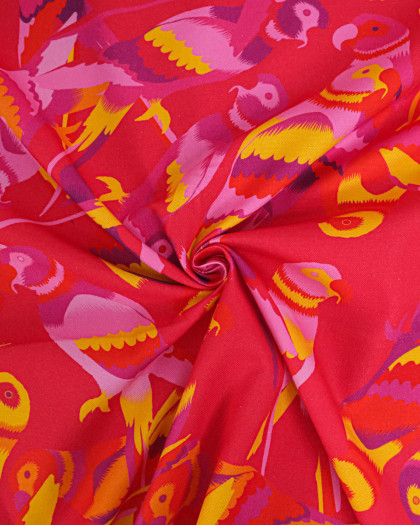 Toile Semi-Panama Rose Fuchsia Peroquet - Mercerine