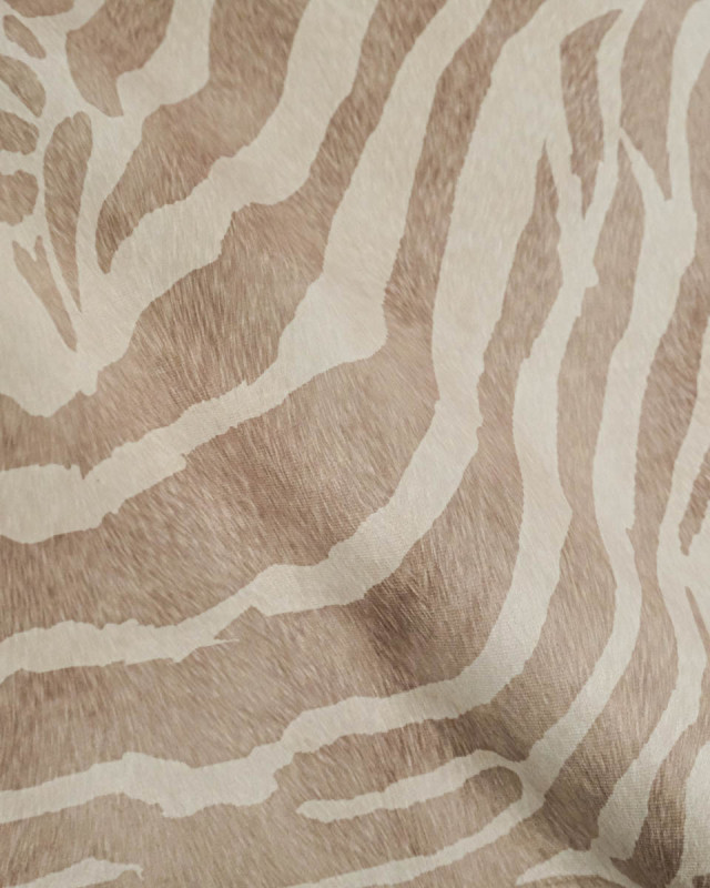 Velours Ras Léger Savane Zèbre Beige - Mercerine