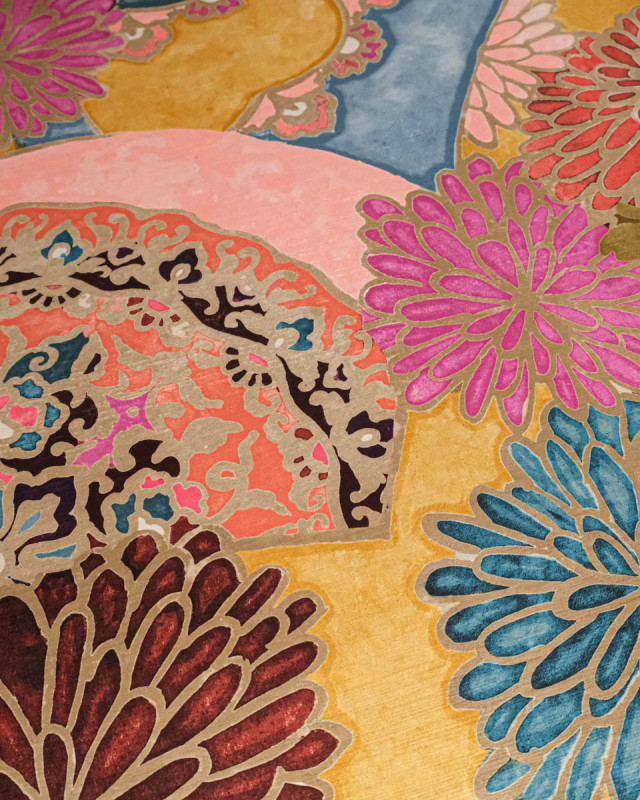 Velours Ras Léger Motif Floral Abstrait Ocre - Mercerine