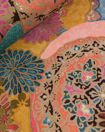 Velours Ras Léger Motif Floral Abstrait Magenta - Mercerine