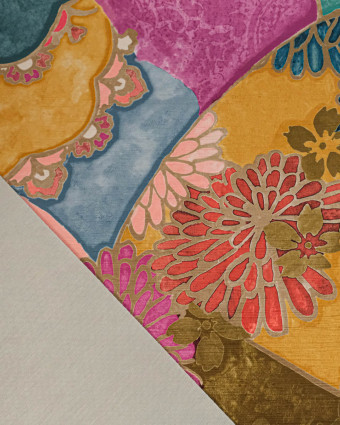 Velours Ras Léger Motif Floral Abstrait Ocre - Mercerine