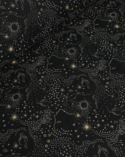 Tissu jacquard vestimentaire Noir Zodiac - Mercerine