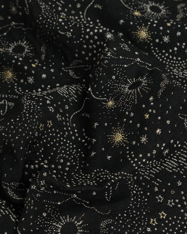 Tissu jacquard vestimentaire Noir Zodiac - Mercerine