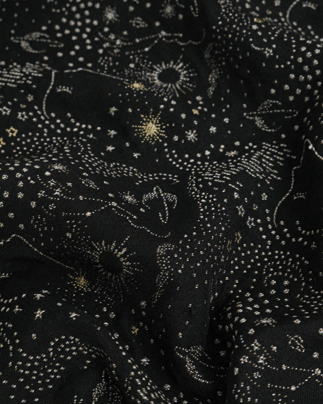 Tissu jacquard vestimentaire Noir Zodiac - Mercerine