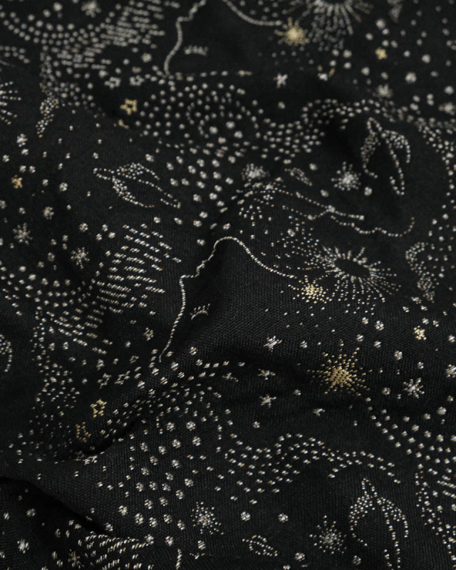Tissu jacquard vestimentaire Noir Zodiac - Mercerine