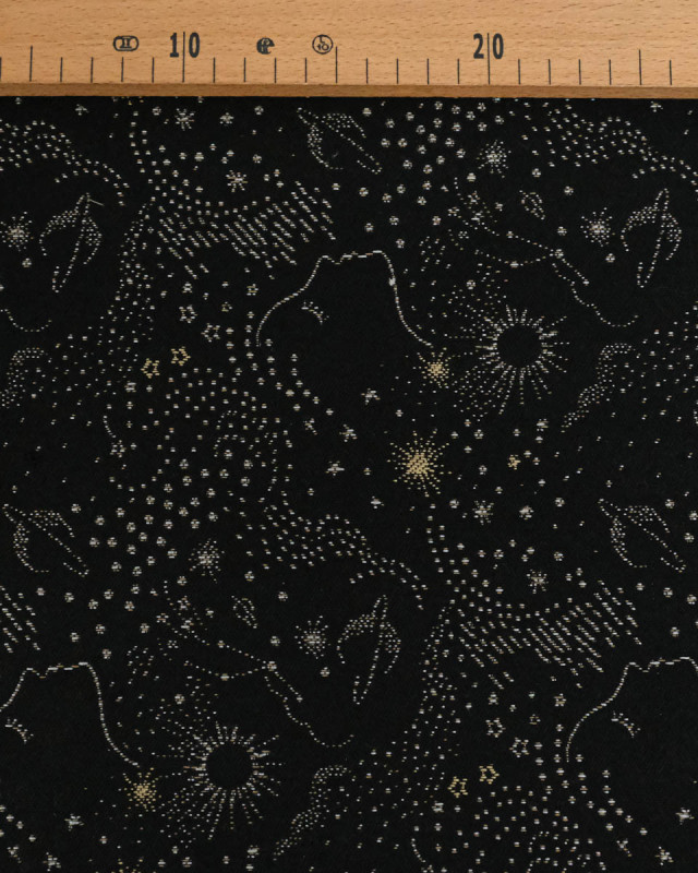 Tissu jacquard vestimentaire Noir Zodiac - Mercerine