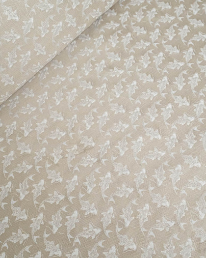 Tissu jacquard vestimentaire Naruto Beige/Blanc - Mercerine