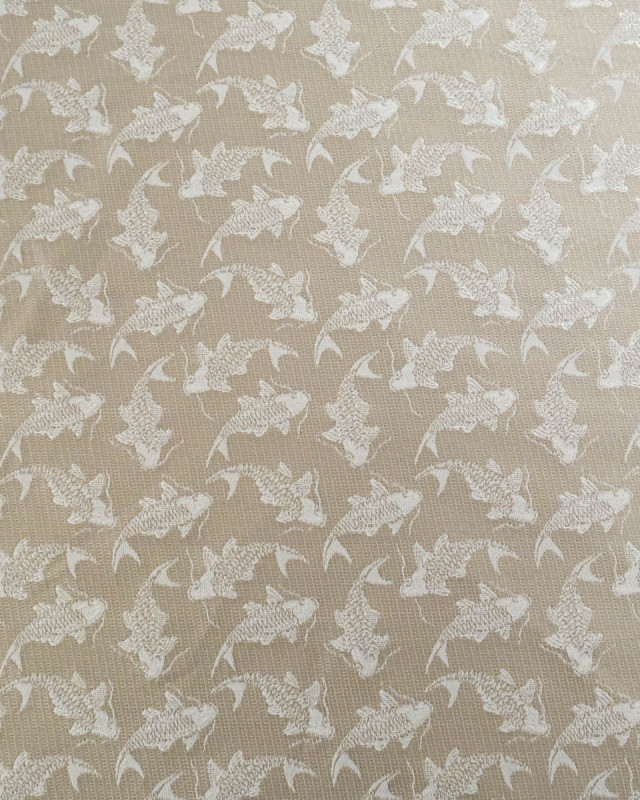 Tissu jacquard vestimentaire Naruto Beige/Blanc - Mercerine