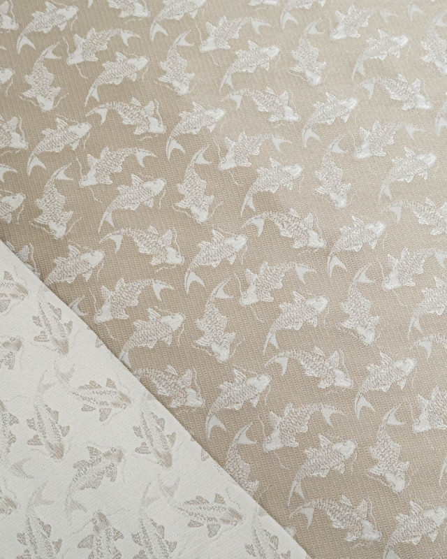 Tissu jacquard vestimentaire Naruto Beige/Blanc - Mercerine