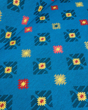 Tissu Jacquard Aztèque Bleu - Mercerine