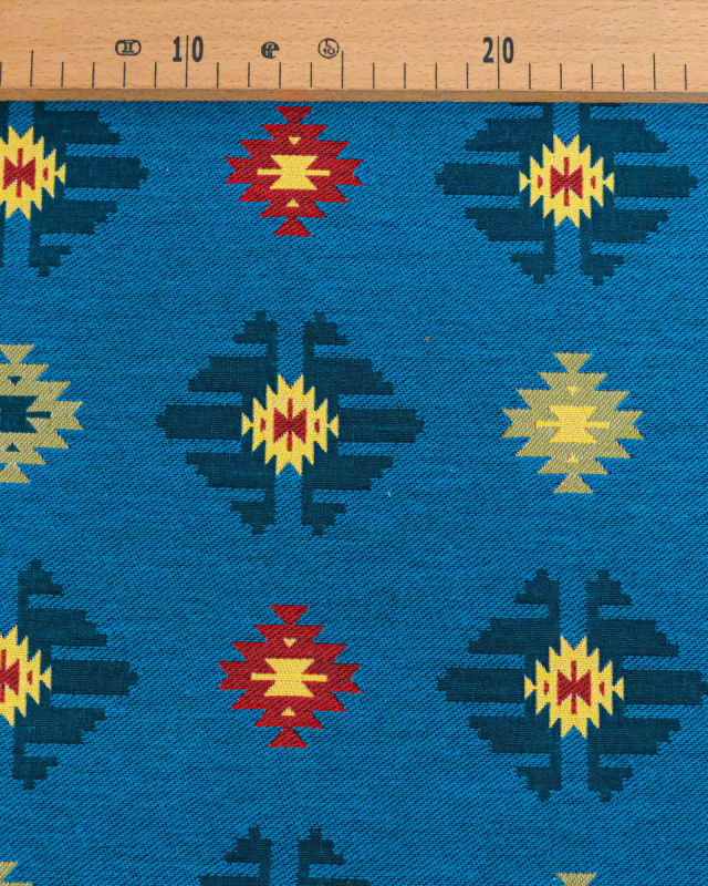 Tissu Jacquard Aztèque Bleu - Mercerine