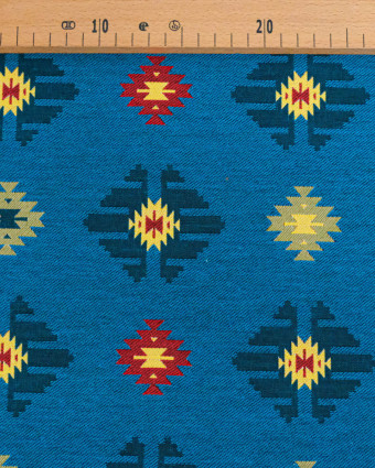 Tissu Jacquard Aztèque Bleu - Mercerine