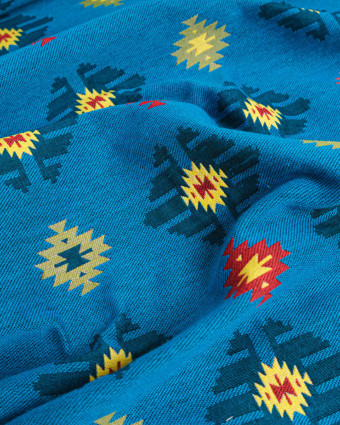 Tissu Jacquard Aztèque Bleu - Mercerine